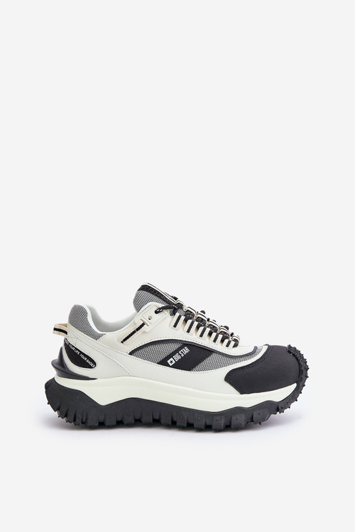 Kožené Dámské Sneakersy Na Platformě Big Star OO274A220 HI-POLY SYSTEM Bílá-Černá