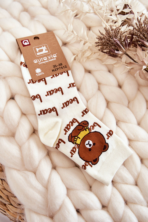 Dámské bavlněné ponožky medvídek Béžove