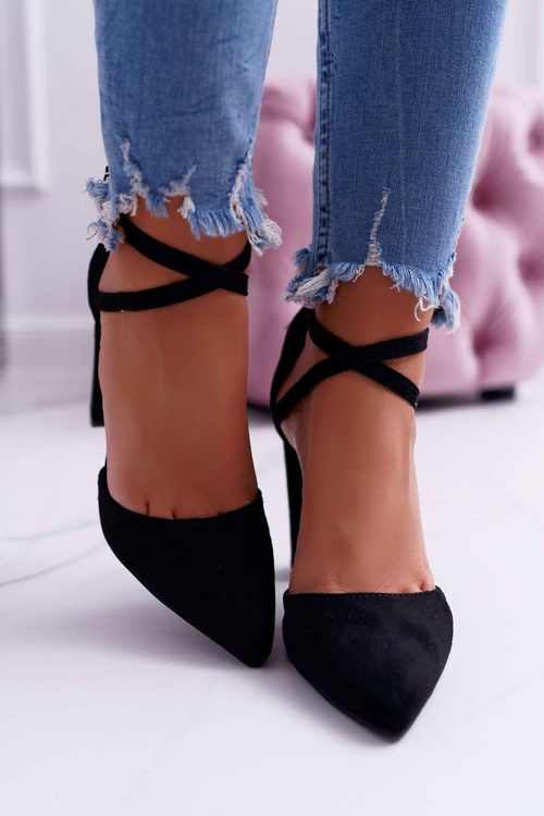 Dámské Lodičky Na Podpatku Semišové Černé High Traffic