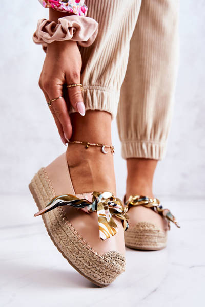 Dámské kožené espadrilky s efektním béžove Fancy