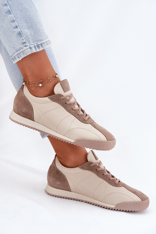 Dámské Kožené Sportovní Boty Béžové Laura Messi 2935