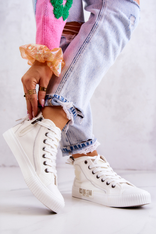 Klasické vysoké tenisky veľká hviezda jj274379 biela