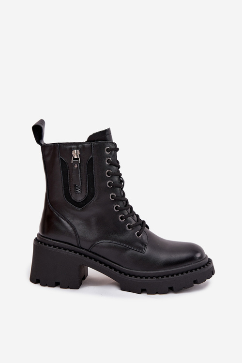 Kožené dámské kotníčkové boty na klínku vyhřívané Vinceza 86418 Černé