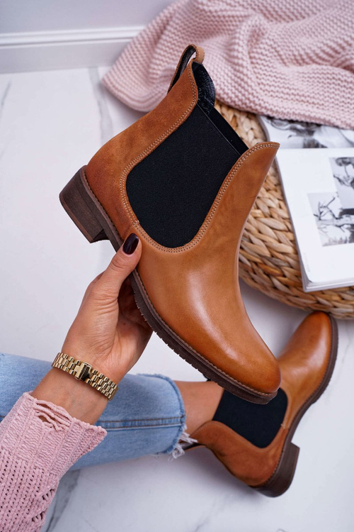 Dámské Boty Maciejka Kožené Camel 04359