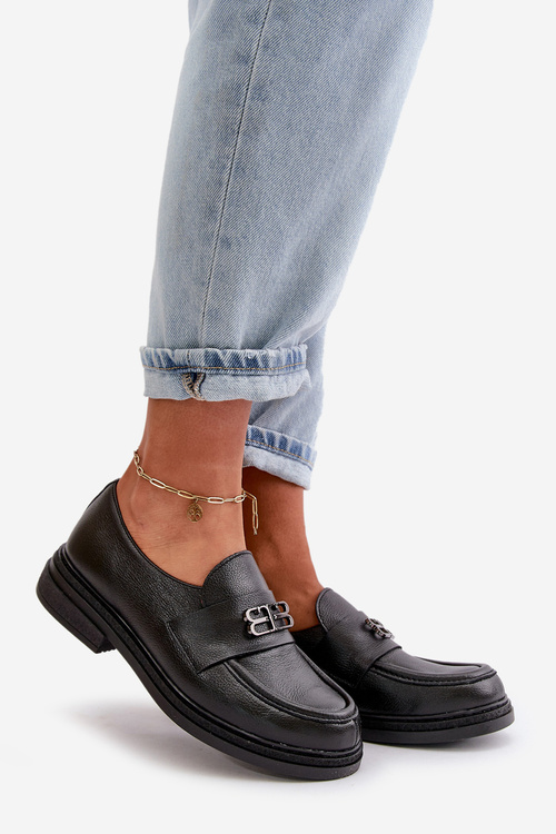 Zazoo 20102 Moderní Lakové Polobotky na Masivní Platformě Černé