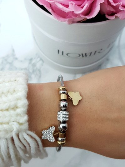 Dámský Náramek Na ocelové lince Motýl Charms