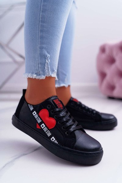 Dámske čierne tenisky so srdcom EE274256