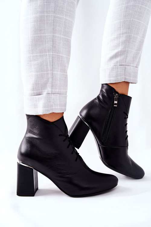 Dámské Kožené Boty Na Podpatku Černé Carrice