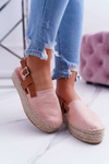 Dámske semišové espadrilly na platforme Pink Parteno
