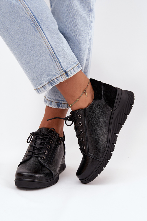 Kožené dámské polobotky na platformě Vinceza 39964 Černé