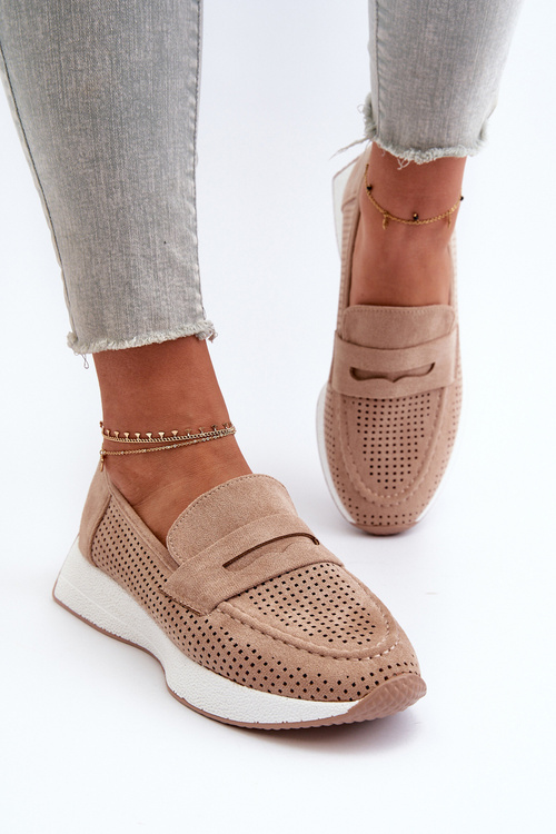 Dámské mokasíny na platformě z ekologického semiše béžové Inesqua