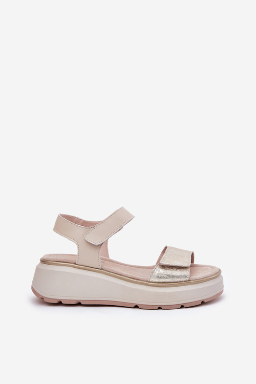 Dámské Sandály Na Klinu A Platformě S Ozdobami S.Barski HY056 Béžové