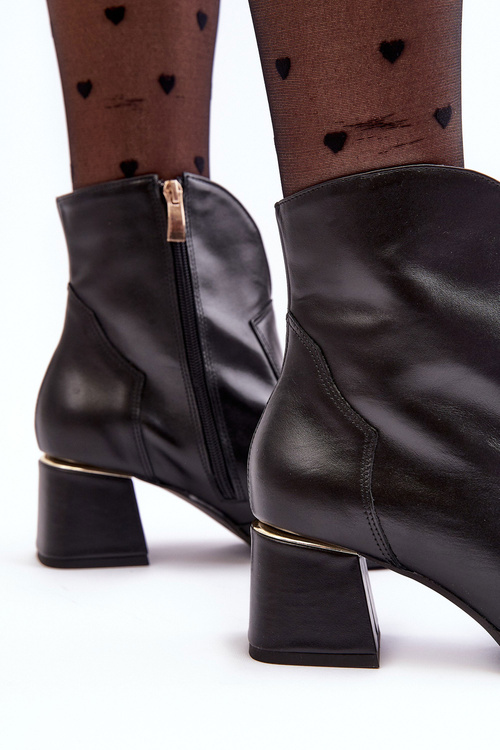 Kožené topánky Dámske vysoké podpätky Čierne Lewski 3166/B/2