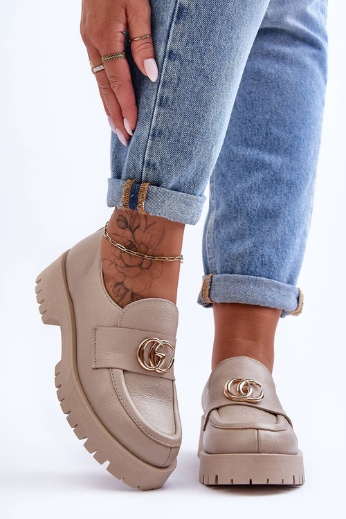 Dámské kůže polobotky s ozdobou Bežové Rosefalls