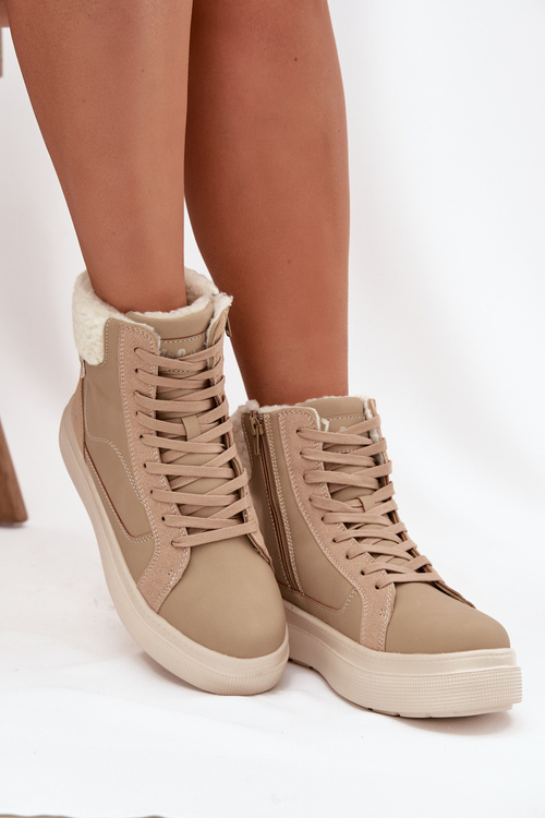 Zimní dámské boty s kožešinou Lee Cooper LCJ-25-01-3736 Béžové