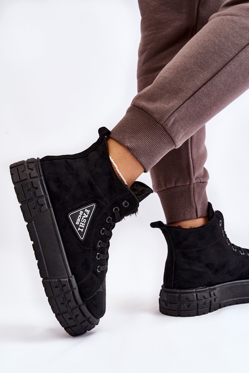 Vysoce zateplené semišové tenisky Černé Evren