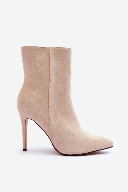 Zamszové Boty Na Špilce Jasnobežové  Eberpia