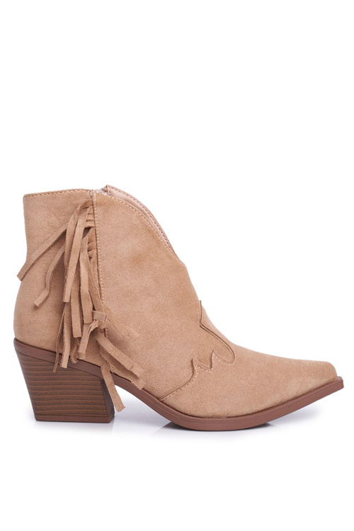 Dámske topánky na stĺpe s lemovanými kovbojskými topánkami Beige Sibi