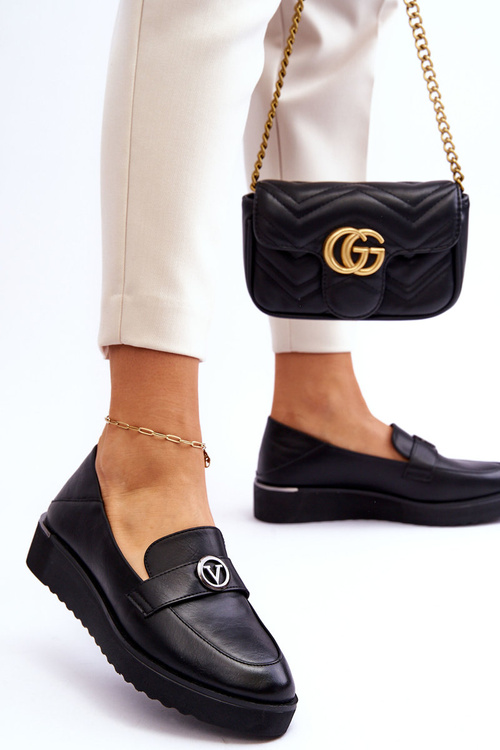 Dámske kožené mokaséry na syntéze s nízkym klinom