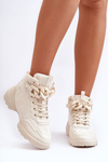 Dámske semišové športové topánky s béžovým reťazcom tymagio