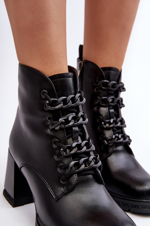 Botky Dámské Na Sloupku Šněrované D&A CR8120 Černé