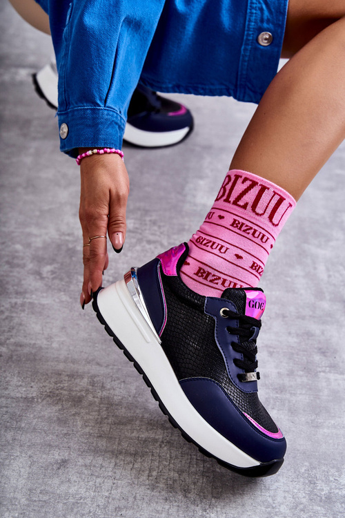 Dámske športové topánky na Goe KK2N4081 Čierna a námornícka modrá