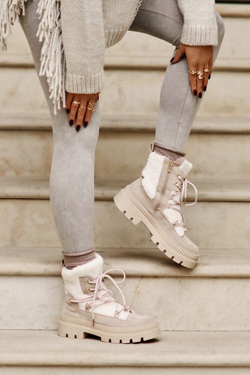 Boty S Kožíškem Typu Beránek Béžové Merilana