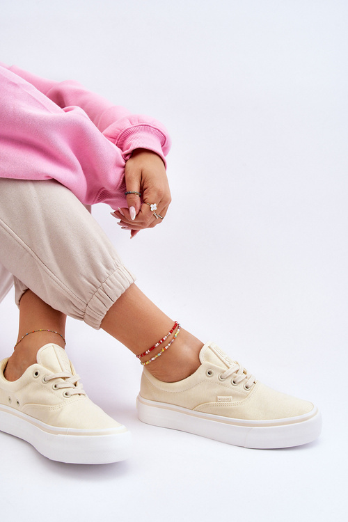 Materiálové tenisky na veľkej hviezde LL274144 Platforma svetlo žltá