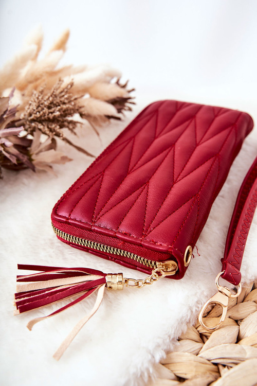 Veľké prešívané portfólio s posúvačom s červeným pásom