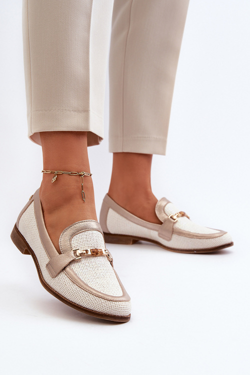 Kožené mokasíny s ozdobou Zlaté Maciejka 06442-25 Zlaté