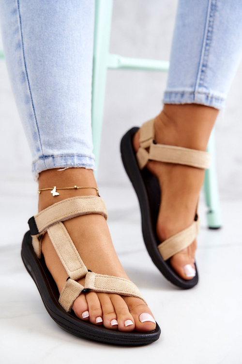 Dámske semišové športové sandále Beige Harris