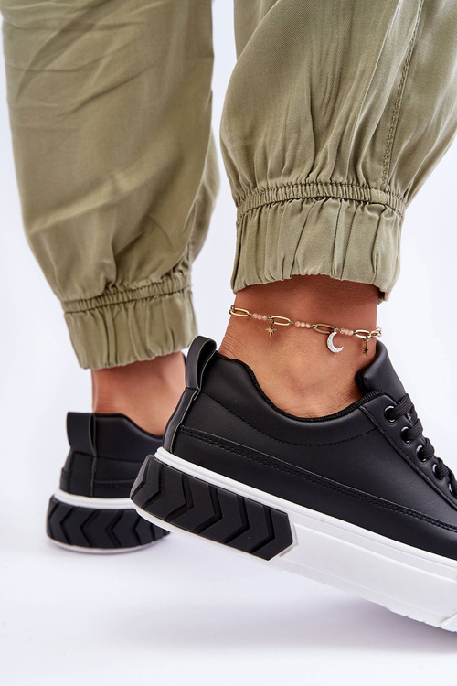 Klasické sportovní boty na platformě černo-bílé Nannzie