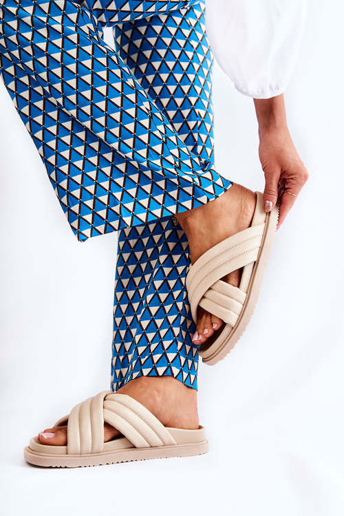 Klasické dámske kožené papuče béžové daron