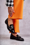 Módne lakované topánky Loafer Black Trine