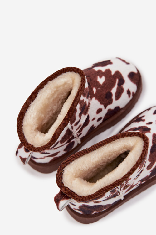 Dětské zimní boty pro mládež s teplou podšívkou s flísky bílo-hnědé Mireya