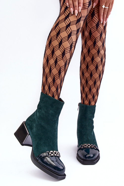 Kožené Boty Na Masivním Bloku SBarski MR870-70 Zelené