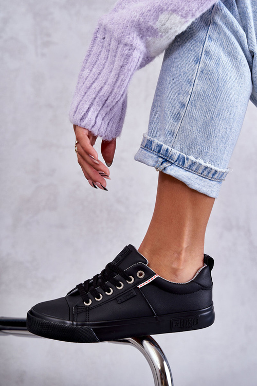Nízke dámske kožené tenisky Big Star KK274006 čierna