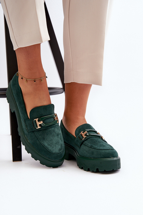 Semišové klasické mokasíny s okrajmi zelenú Averil