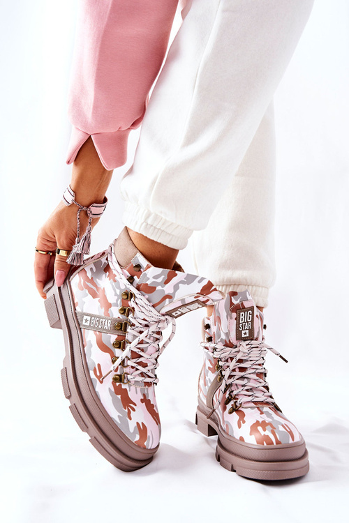 Kožené Turistické Boty Big Star II274369 Moro šedé