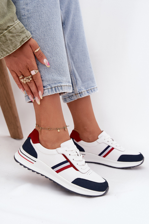 Dámské kožené sportovní boty bílo-tmavě modré Lorvessa