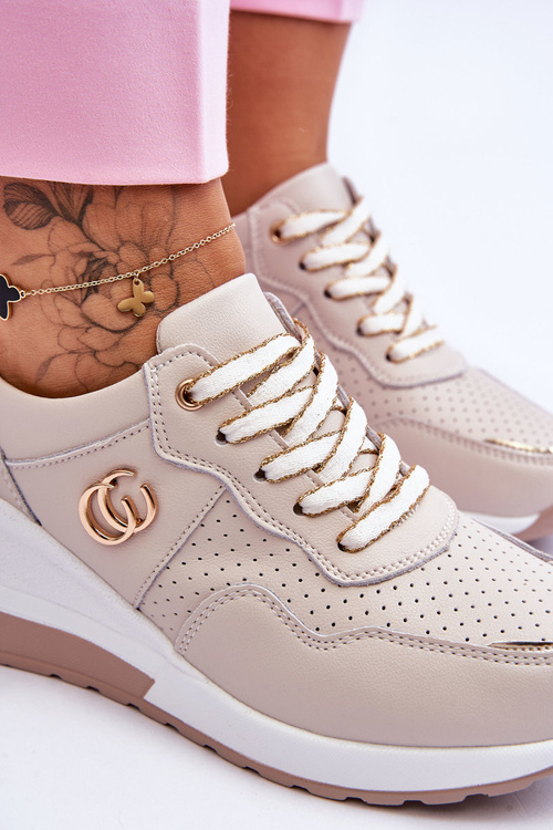 Dámske kožené športové topánky pre béžovú rebecu