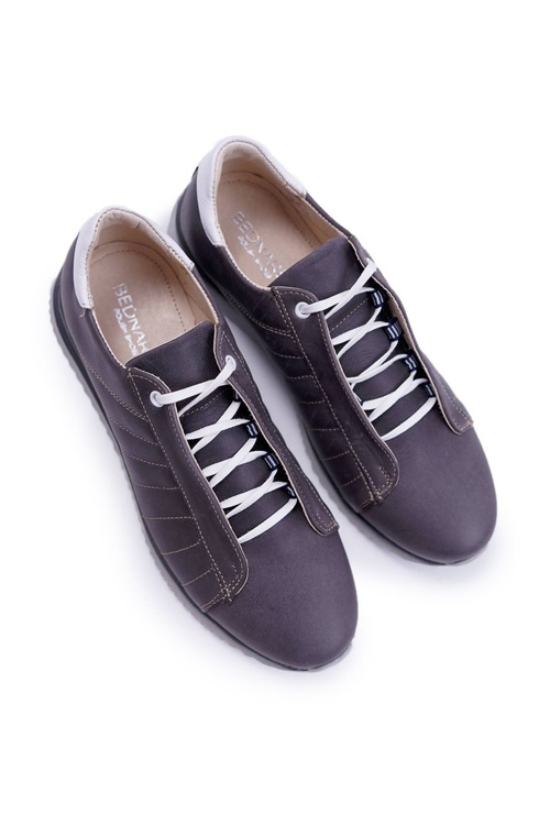 Bednarek pánske topánky kožené športové šedé geos