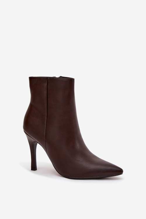 Vykurované Dámske Členkové Topánky Na Päty Ekologická Koža Čokoládové Nolisse