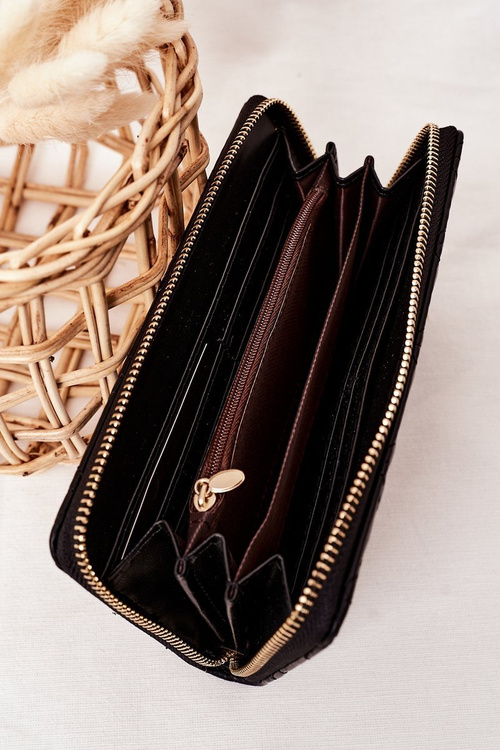 Velká Prošívaná Dámská Peněženka Černá