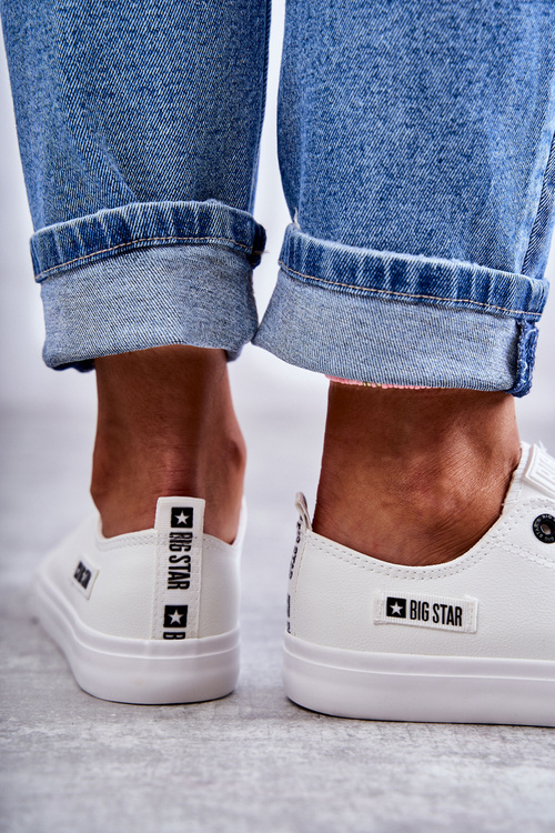 Dámska kožená koža veľká hviezda KK274010 Biele tenisky biele