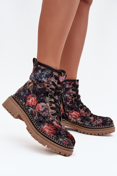 Vzorované dámske čižmy zateplené Artiker 57C1054 Čierne