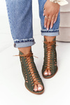 Suede Openwork Boots Maciejka Green 04040-09