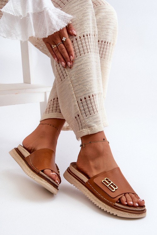 Zazoo 50101 Dámske Kožené Papuče Na Platforme Hnedé