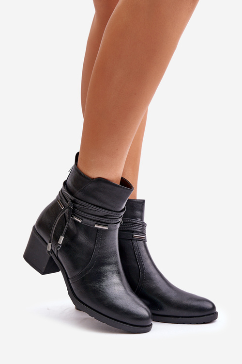 Dámské boty na podpatku z teplou podšívkou černé Lobina