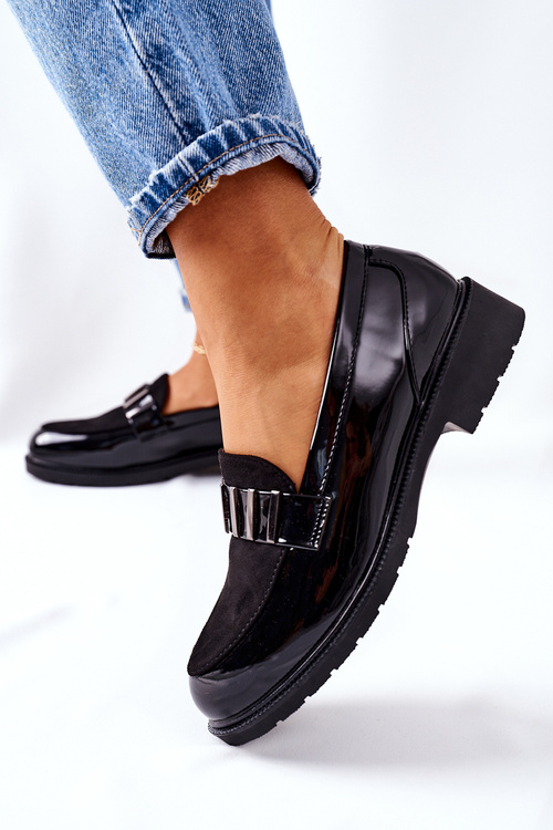 Dámske lakované topánky čierne Montius